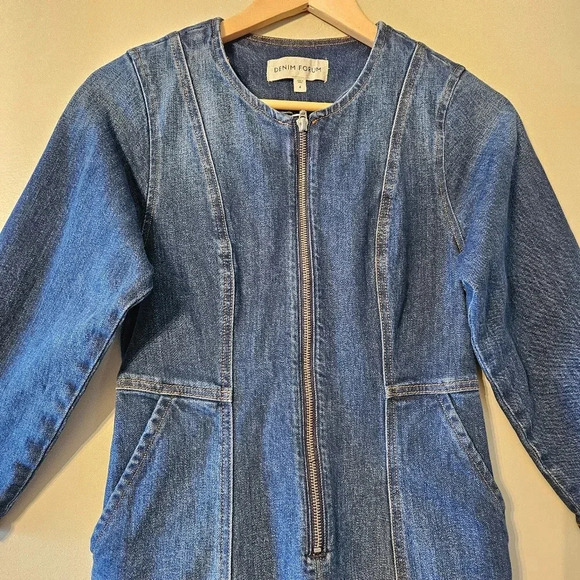Aritzia Denim Forum Women's Front Zipper Denim Blue Jean Mini Dress Size 4. - Picture 9 of 16